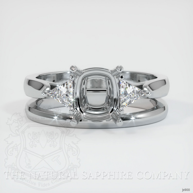 10K White Gold Three Stone Ring Setting