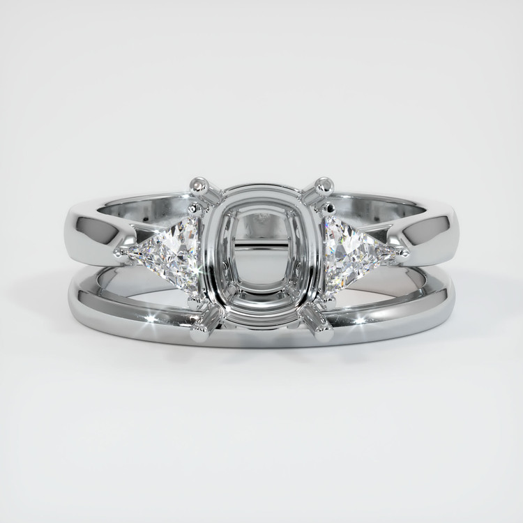 14K White Gold Three Stone Ring Setting