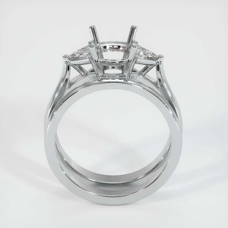 14K White Gold Three Stone Ring Setting