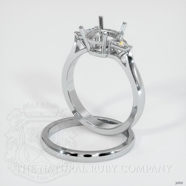 18K White Gold Three Stone Ring Setting