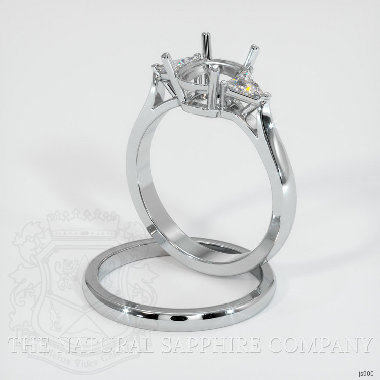18K White Gold Three Stone Ring Setting