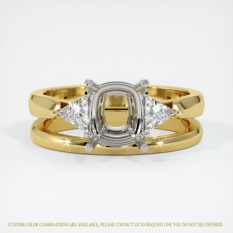 14K White & Yellow Three Stone Ring Setting