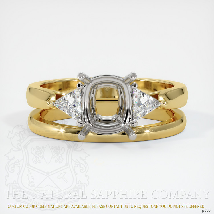 14K White & Yellow Three Stone Ring Setting