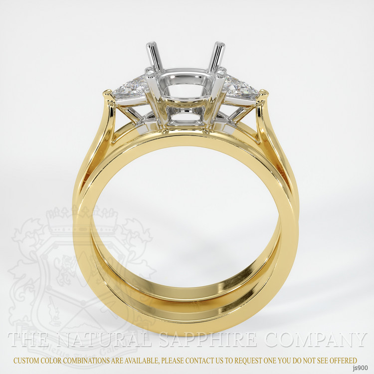 14K White & Yellow Three Stone Ring Setting