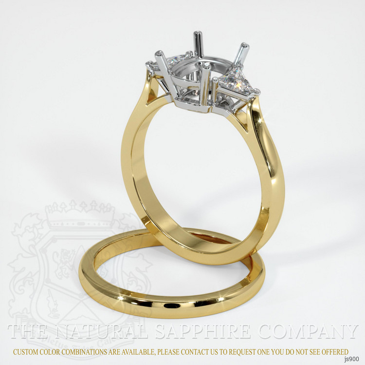 18K White & Yellow Three Stone Ring Setting