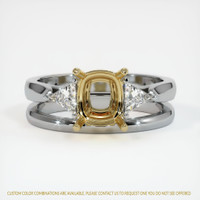 14K Yellow & White Three Stone Ring Setting Image