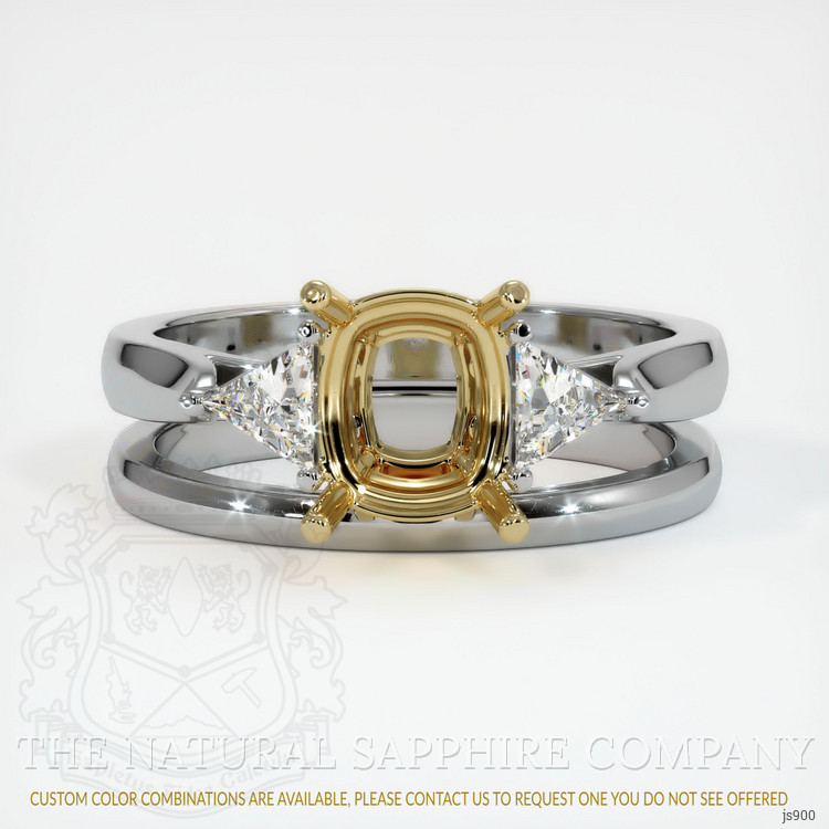14K Yellow & White Three Stone Ring Setting