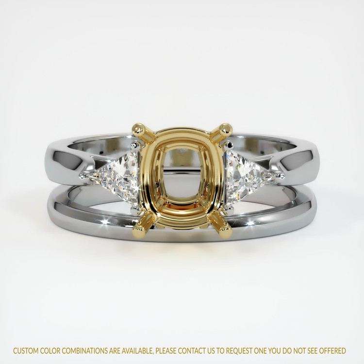 14K Yellow & White Three Stone Ring Setting