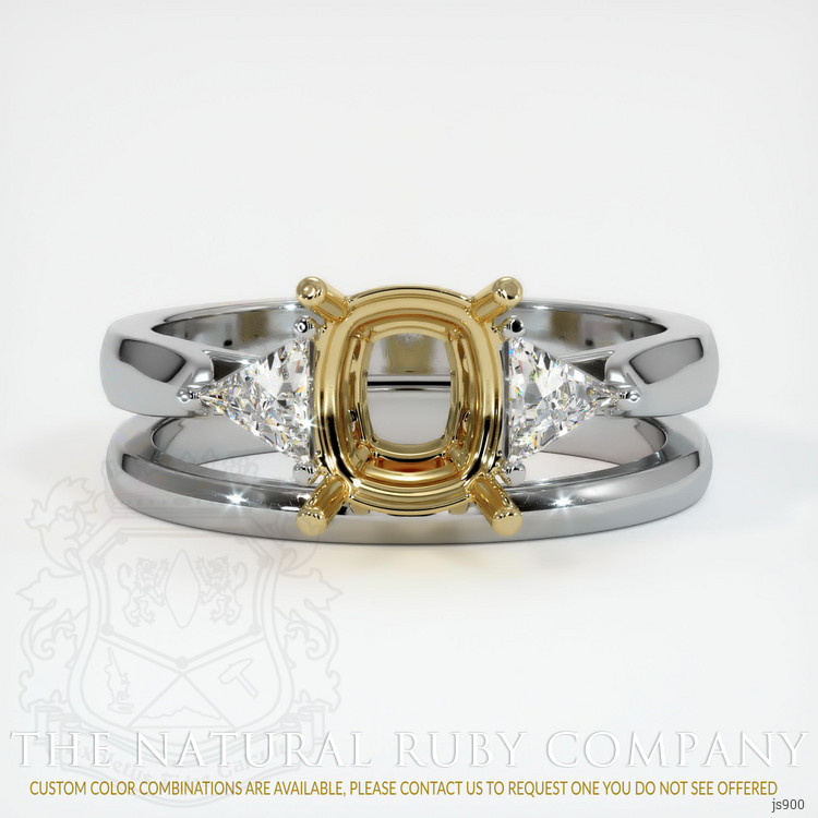 14K Yellow & White Three Stone Ring Setting