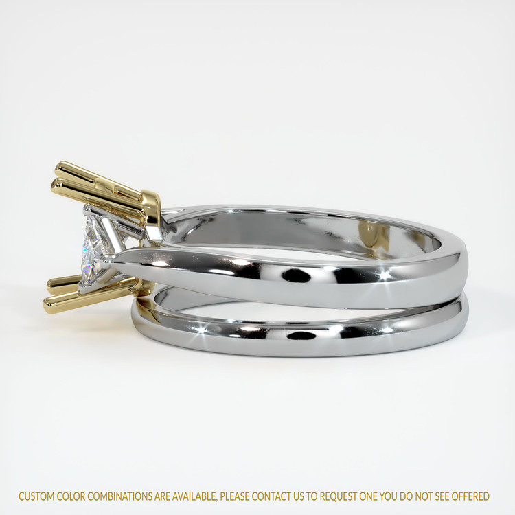 14K Yellow & White Three Stone Ring Setting