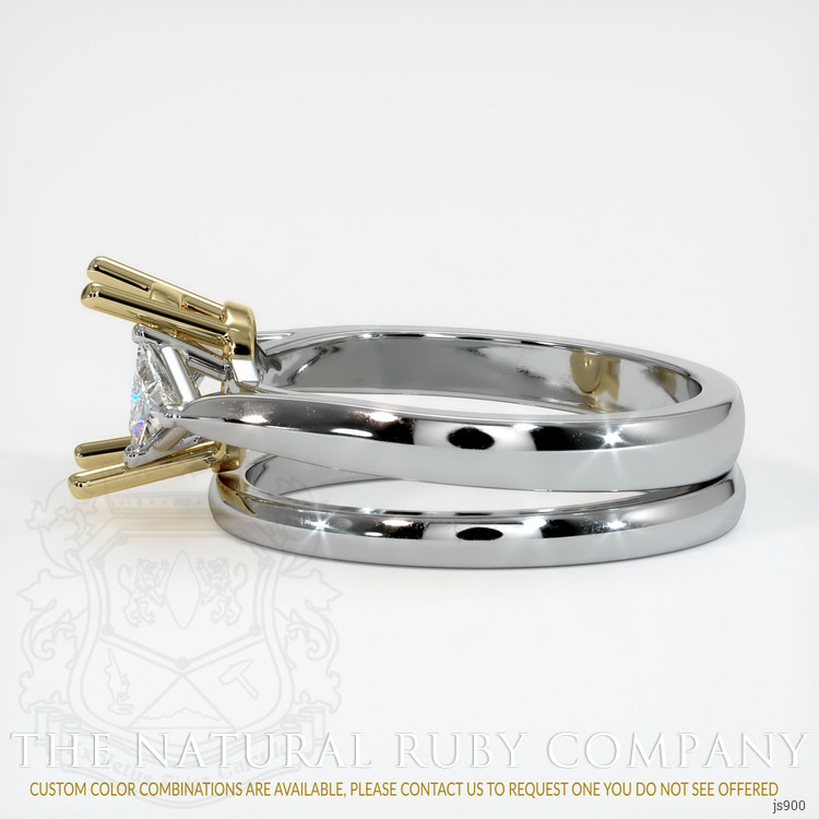 14K Yellow & White Three Stone Ring Setting