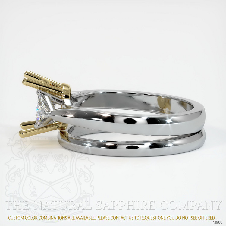 14K Yellow & White Three Stone Ring Setting