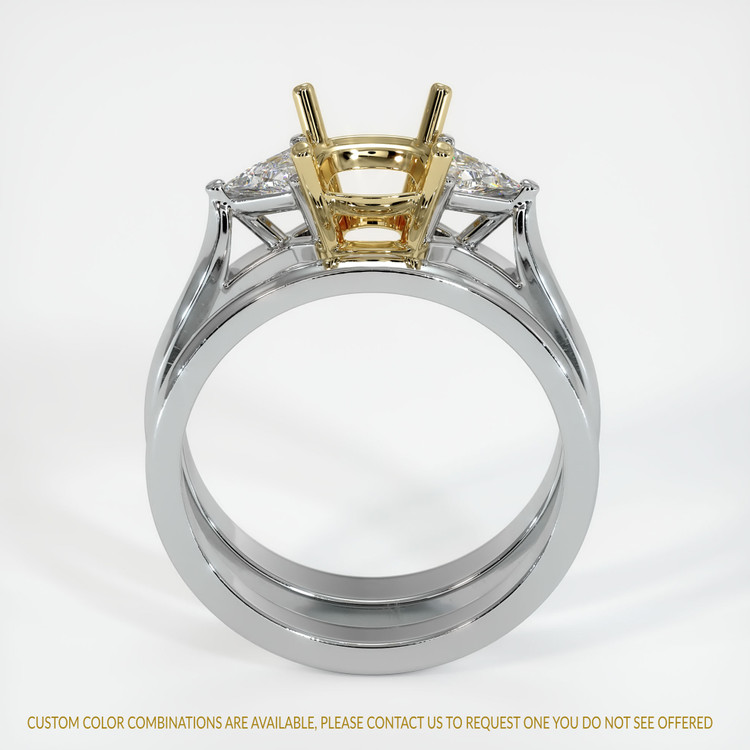 14K Yellow & White Three Stone Ring Setting