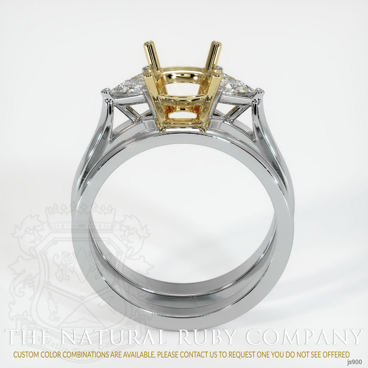 14K Yellow & White Three Stone Ring Setting