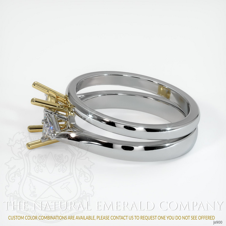 18K Yellow & White Three Stone Ring Setting