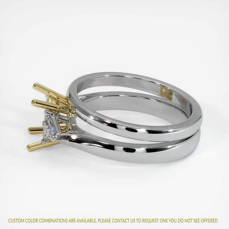 18K Yellow & White Three Stone Ring Setting