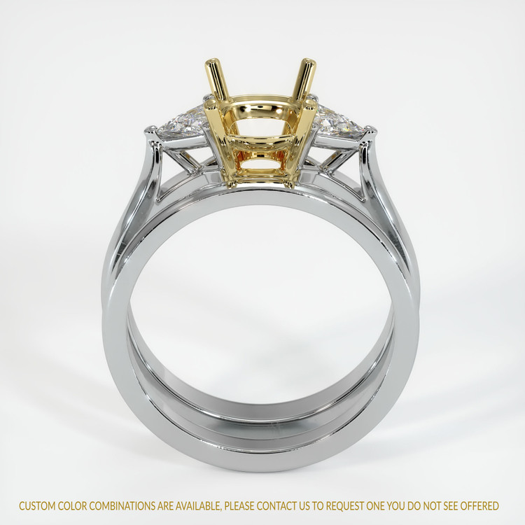 18K Yellow & White Three Stone Ring Setting