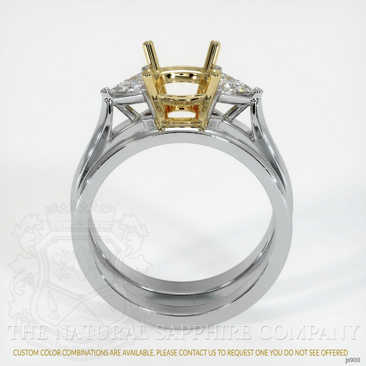 18K Yellow & White Three Stone Ring Setting