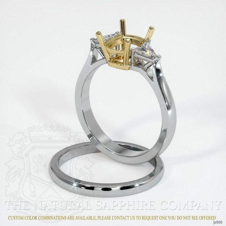 18K Yellow & White Three Stone Ring Setting