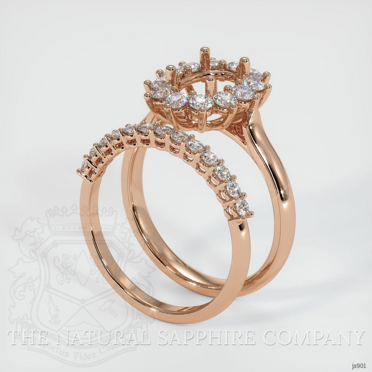 18K Rose Gold Halo Ring Setting