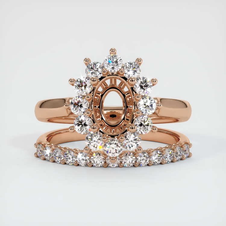 18K Rose Gold Halo Ring Setting