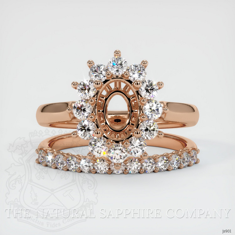 18K Rose Gold Halo Ring Setting