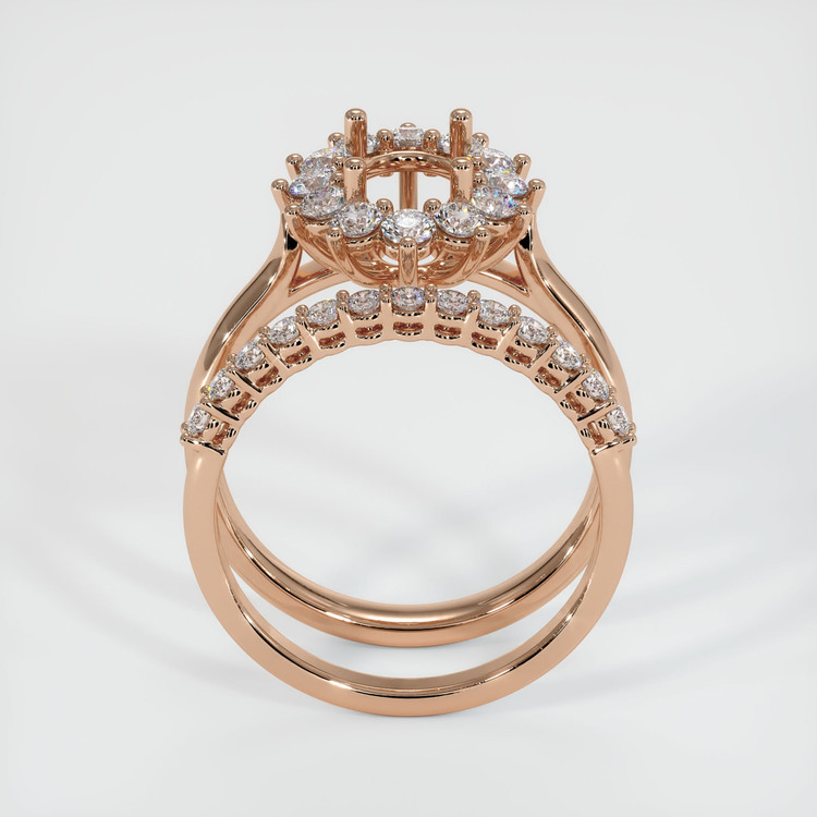 18K Rose Gold Halo Ring Setting