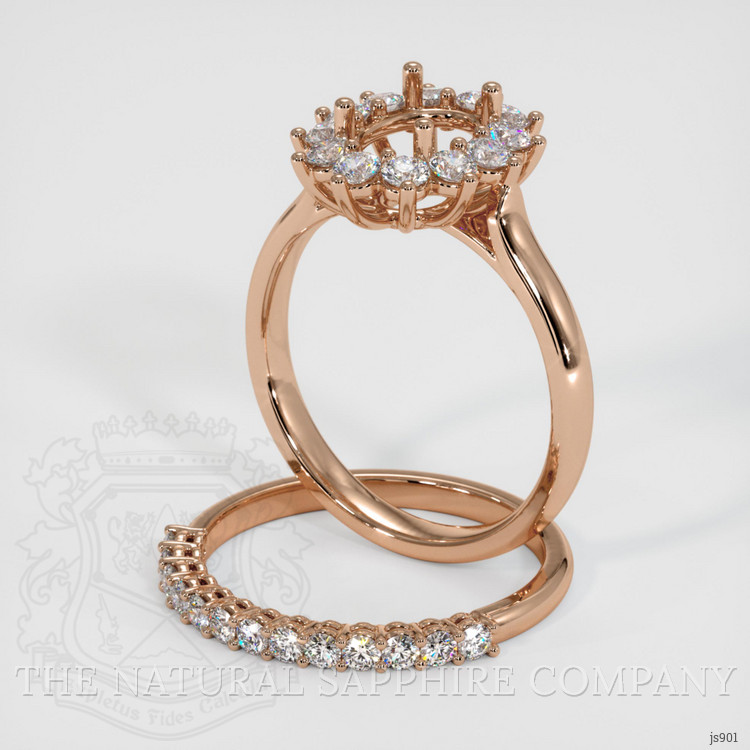 18K Rose Gold Halo Ring Setting