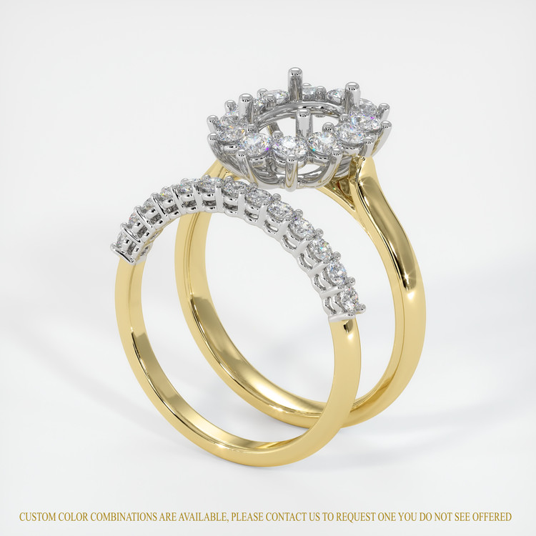 14K White & Yellow Halo Ring Setting