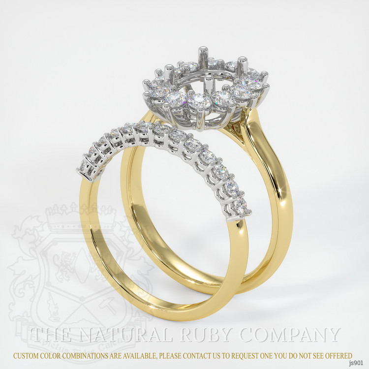14K White & Yellow Halo Ring Setting
