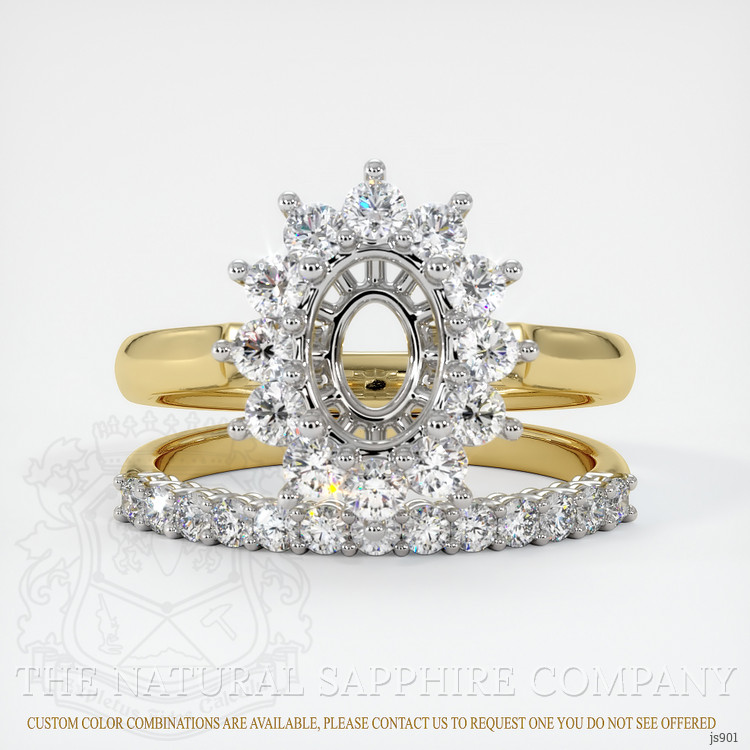 14K White & Yellow Halo Ring Setting