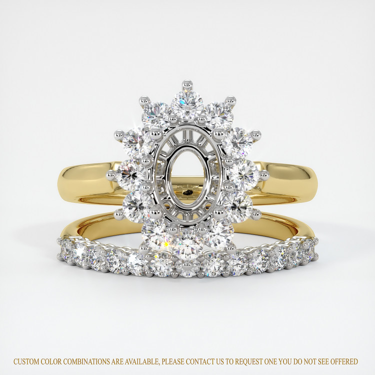 14K White & Yellow Halo Ring Setting