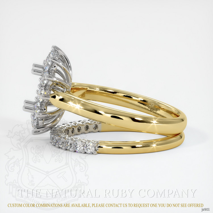14K White & Yellow Halo Ring Setting