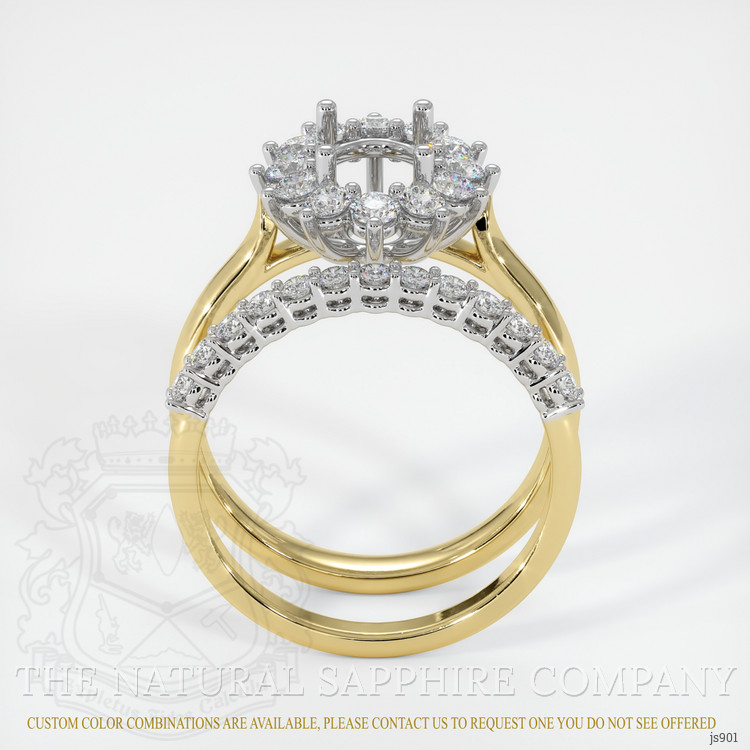 14K White & Yellow Halo Ring Setting