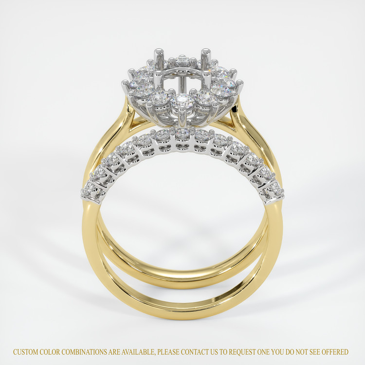14K White & Yellow Halo Ring Setting