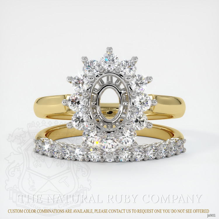 18K White & Yellow Halo Ring Setting