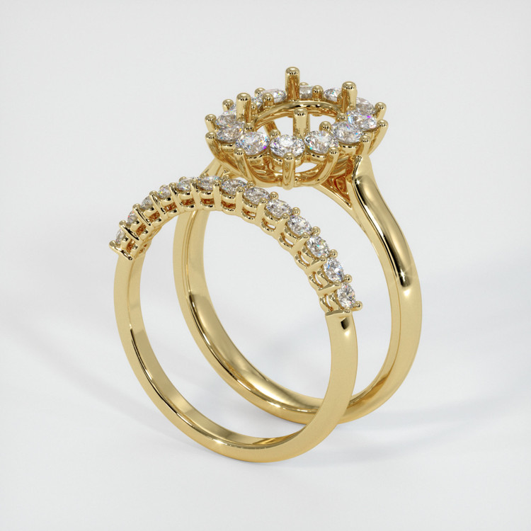 10K Yellow Gold Halo Ring Setting