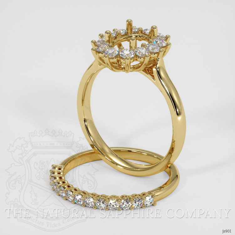 10K Yellow Gold Halo Ring Setting