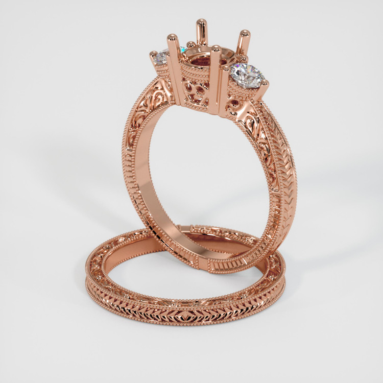 14K Rose Gold Antique Style Ring Setting