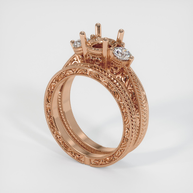 18K Rose Gold Antique Style Ring Setting