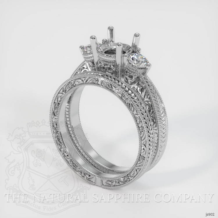 14K White Gold Antique Style Ring Setting