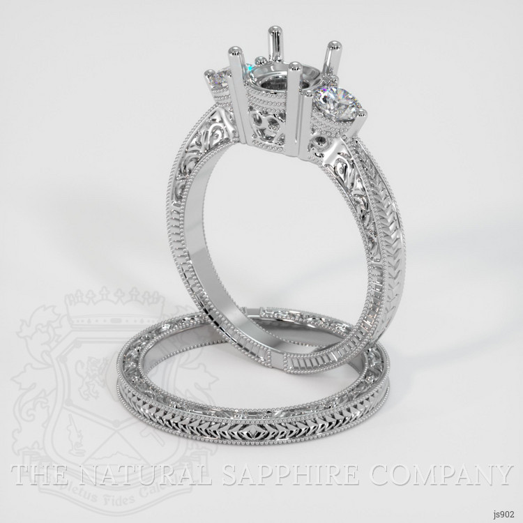14K White Gold Antique Style Ring Setting