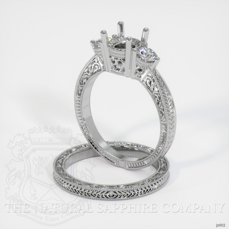 14K White Gold Antique Style Ring Setting