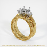14K White & Yellow Antique Style Ring Setting Image