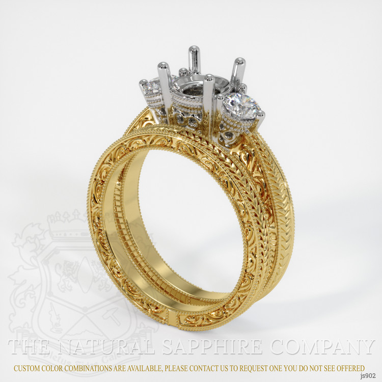14K White & Yellow Antique Style Ring Setting