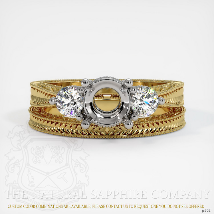 14K White & Yellow Antique Style Ring Setting