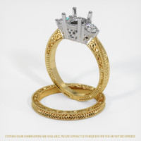 14K White & Yellow Antique Style Ring Setting Image