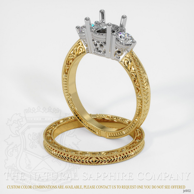 14K White & Yellow Antique Style Ring Setting
