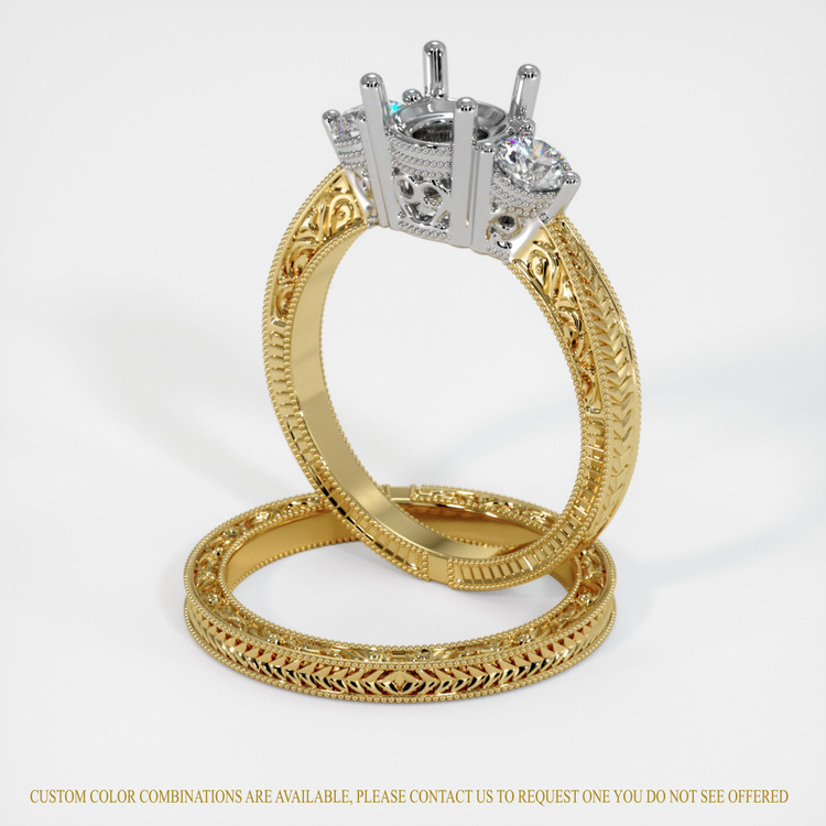 14K White & Yellow Antique Style Ring Setting