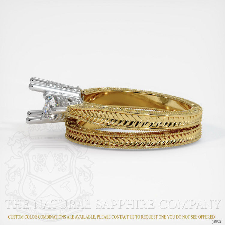 18K White & Yellow Antique Style Ring Setting